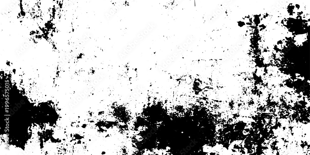 Fototapeta premium Black and White Grunge Distress Texture Vector Background with Splatter and Grain Effects