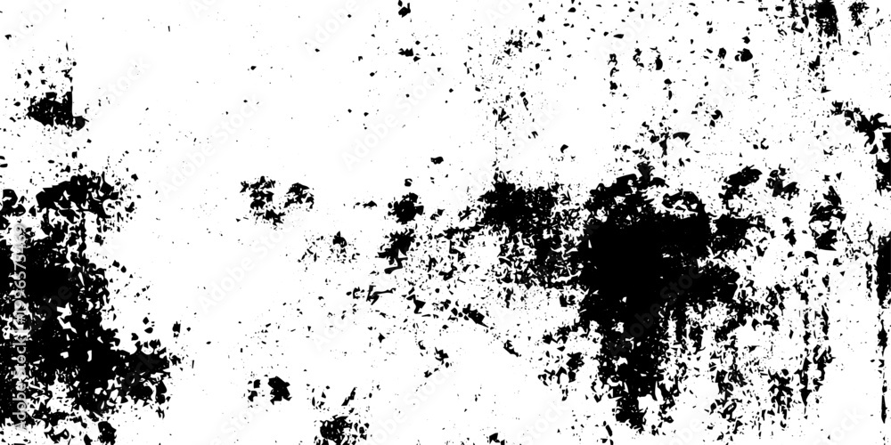 Obraz premium Black and White Distressed Grunge Texture Vector Background with Ink Splatters and Gritty Detail