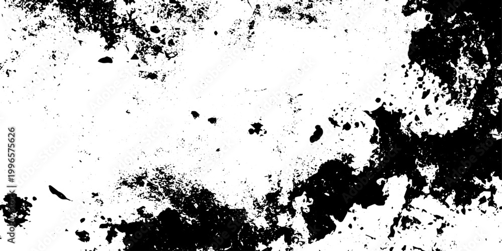 Fototapeta premium Abstract Black and White Grunge Texture Background Vector with Distressed Splatter Effect