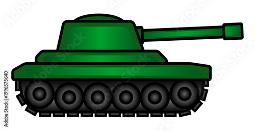 戦車を黒や緑色のグラデーションを付けてデザインしたベクターのイラストのグラフィックの素材
