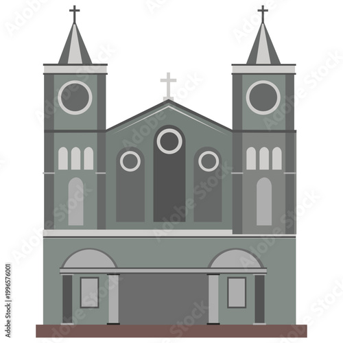 Church Illustration: A clean, graphic illustration of a majestic church. Capturing the essence of architectural beauty and religious significance.