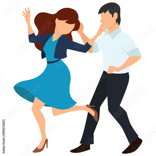 Dynamic Dance Duo: Capturing the elegance of a couple gracefully intertwined in a ballroom dance, their movements radiating joy and artistic expression.