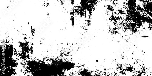 Black and White Grunge Vector Texture Background with Distressed Ink Splatter and Weathered Effect