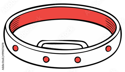 Stylized pet collar with decorative studs and red interior illustration