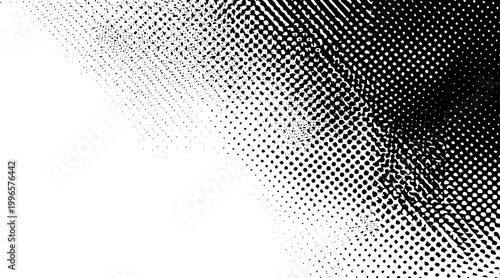 Black and White Halftone Dot Gradient Texture Vector Background for Retro Pop Art and Comic Style Design