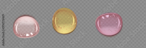 Collagen serum or essence drops . Collagen serum bubbles. Cosmetic essence. Concept skincare cosmetics solution