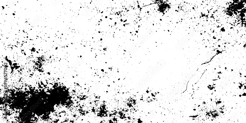 Fototapeta premium Black and White Grunge Texture Vector with Gritty Splatters and Distressed Grainy Overlay