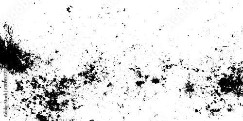 Distressed Black and White Grunge Texture Background with Gritty Ink Splashes and Grainy Overlay