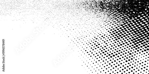 Black and White Grunge Halftone Texture Background with Distressed Vector Patterns