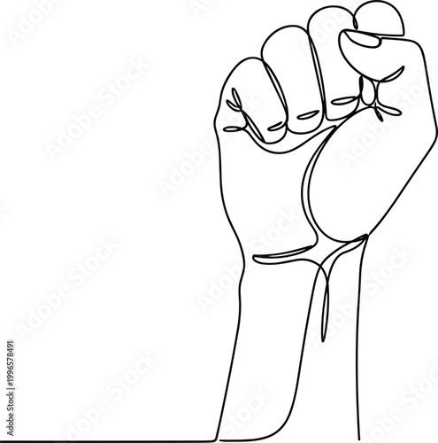 Empowering fist gesture in modern line art style
