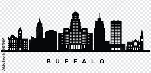 Tableau sur toile Black silhouette of buffalo city skyline