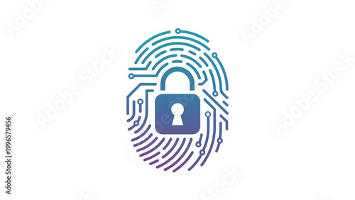Φωτογραφία Biometric fingerprint lock icon with security symbol overlay Vector