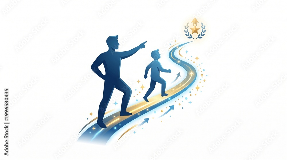 Fototapeta premium Executive Coaching Day Mentor Guiding Growth Path Leadership Coaching Clipart Isolated on White Background