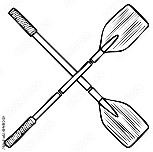 Crossed Oars Illustration Rowing Paddles Boat Gear Nautical