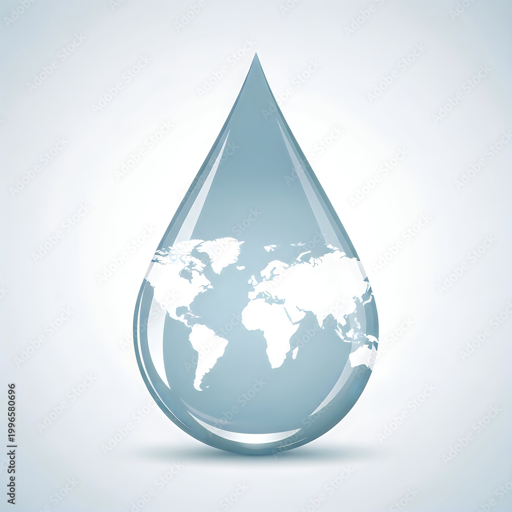 Obraz premium A water droplet with a silhouette of the Earth inside it
