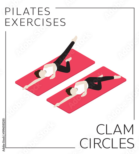 Pilates Clam Circles Exercise Isometric Vector