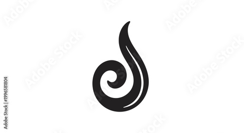 Black Flame Icon Simple Design Element.