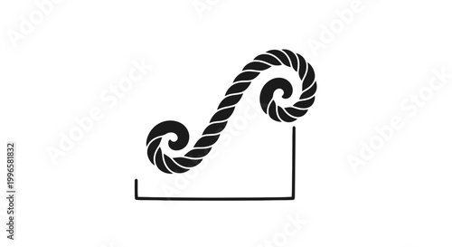 Black rope with twisted spiral ends.