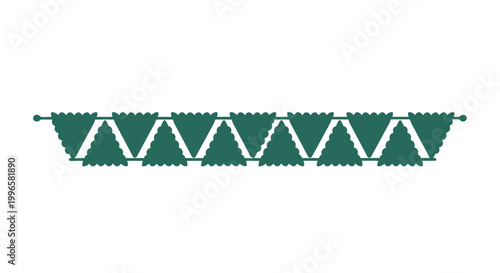 Green Lace with White Zigzag Pattern.