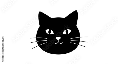 Simple black cat face illustration design.