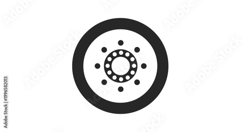 Black Alloy Car Wheel with Bolts.