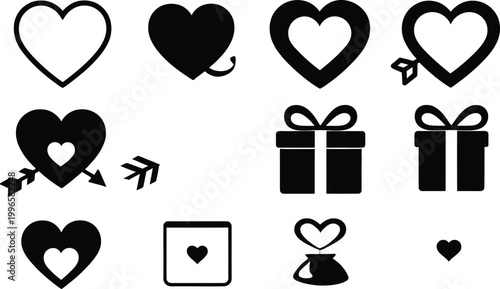 Vector Gift Box Icon Set Design for Celebration Packaging, Holiday Present Illustration, and Modern Branding Creative Projects