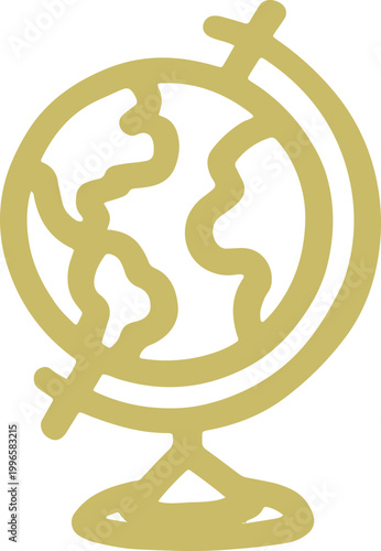 Gold Globe Icon Representing Global Business Travel and Education