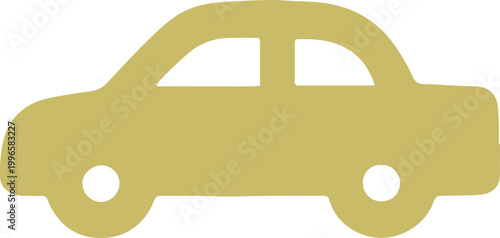 Gold car icon silhouette side view for automotive and travel design