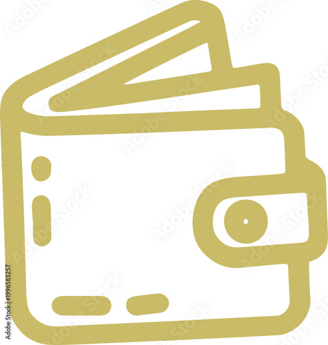 Gold wallet icon with cash on black background for finance concept