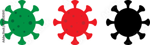 three virus cells in flat design vector illustration