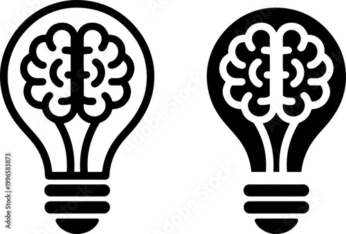 brain lightbulb idea concept flat design vector illustration