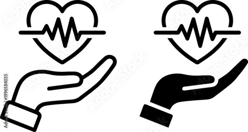 broken heart medical ecg line flat design vector illustration