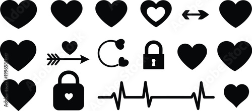 Vector Valentine Icon Set Design for Romantic Love Theme, Wedding Celebration, and Couple Relationship Branding Projects