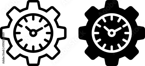 gear clock time management flat design vector illustration