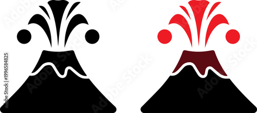 erupting volcano with lava and smoke flat design vector illustration