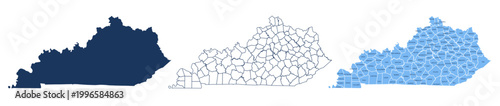 Foto Kentucky Counties Map with Labels – State Silhouette and County Boundaries Vecto