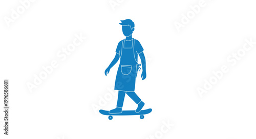 Man Riding Skateboard Simple Illustration Design.