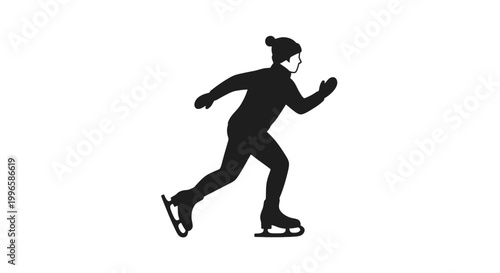 Woman Ice Skating Silhouette Active Sport.