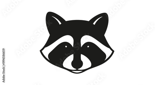 Black and White Raccoon Face Illustration.