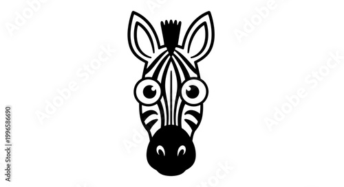 Black and White Zebra Face Illustration.