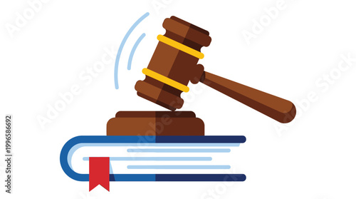 Wooden Gavel and Law Book Illustration Representing Legal System Justice and Court Decisions for Legal Services Marketing