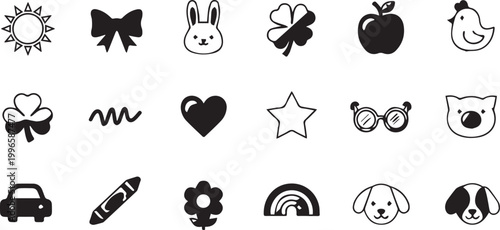 Black Icons on White Background