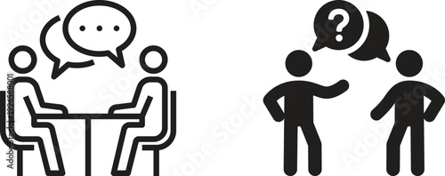 Question answer icon set collection group, FAQ help support symbol, ask reply communication sign, information dialog chat bubble flat line glyph outline vector isolated on white background.