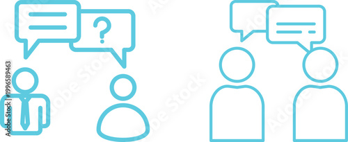 Question answer icon set collection group, FAQ help support symbol, ask reply communication sign, information dialog chat bubble flat line glyph outline vector isolated on white background.