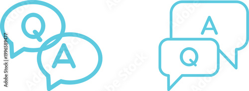 Question answer icon set collection group, FAQ help support symbol, ask reply communication sign, information dialog chat bubble flat line glyph outline vector isolated on white background.