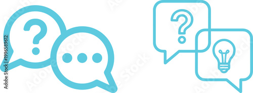 Question answer icon set collection group, FAQ help support symbol, ask reply communication sign, information dialog chat bubble flat line glyph outline vector isolated on white background.