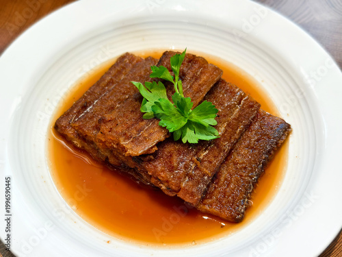 Delicious braised ribbon fish, a Chinese food