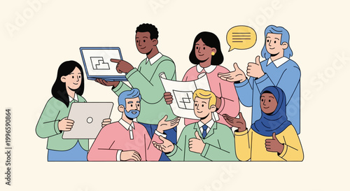 Diverse group of happy people.