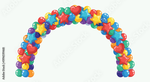 Bild auf Leinwand A colorful arch of balloons and stars