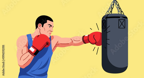 Boxer Training Punching Bag, Dynamic Workout, Fitness and Combat Sport